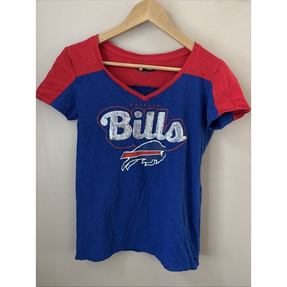 Buffalo Bills Women’s Small Sequin “Bills” V-Neck NFL Team Apparel